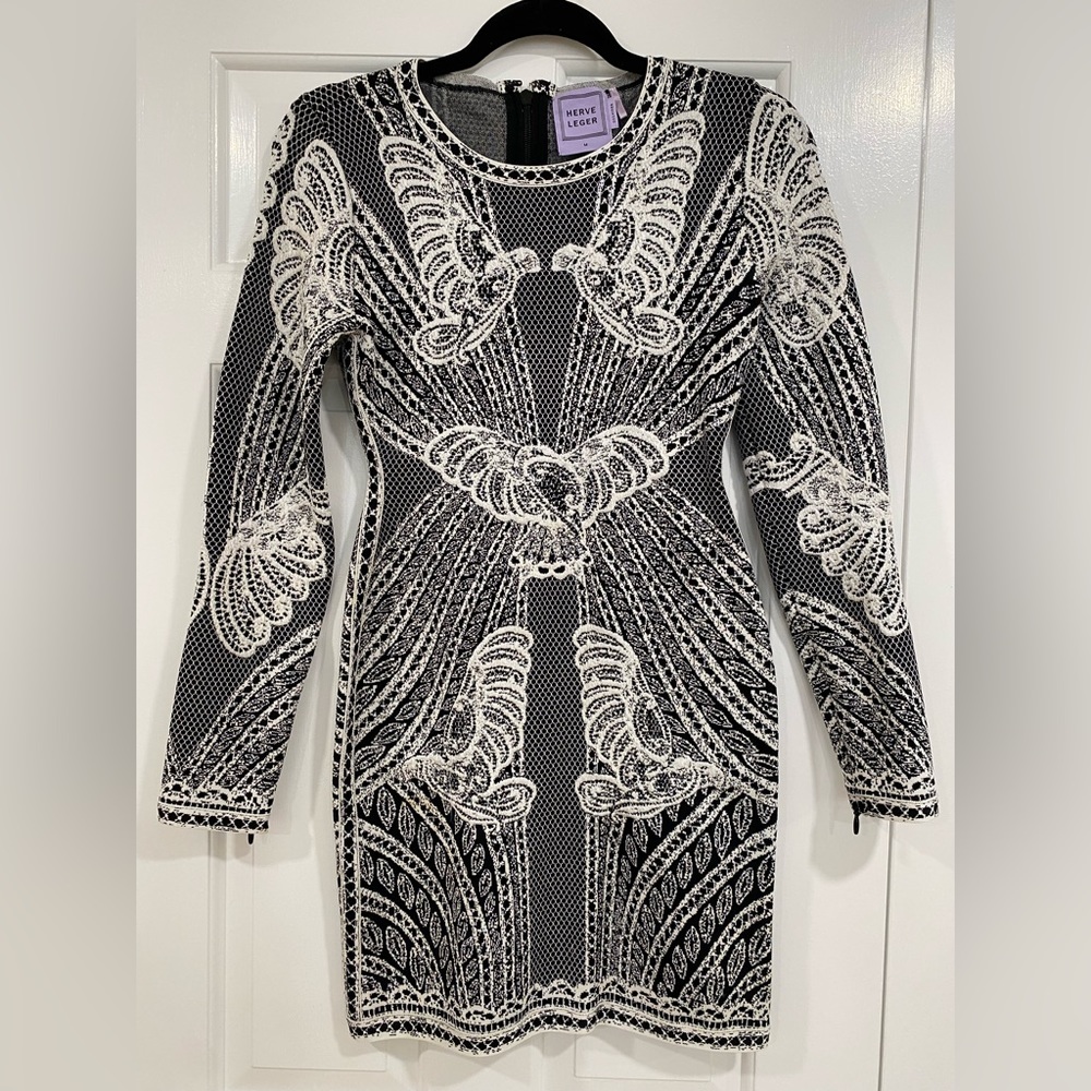 Herve Leger Zoe Bird Knitted Dress